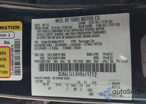 2017 Lincoln Mkz Reserve z USA, uszkodzony, nr VIN 3LN6L5EC4HR619712